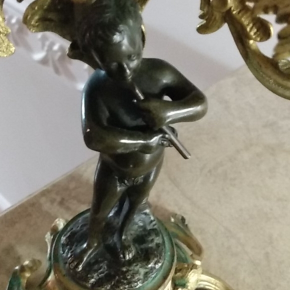 Perfect Angels: Pair of Antique French Dore Bronze candelabras - Picture 8 of 11